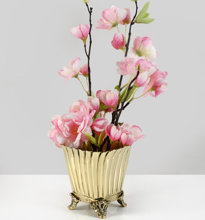 4in Tall Brass Polished Planter Urn Vase