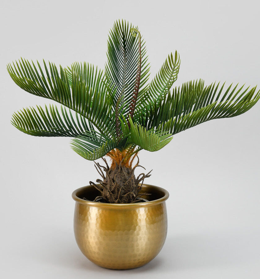 6.75in Wide Brass-Look Aluminum Planter Pot, Small