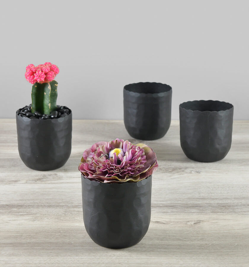 3.25in Tall Black Aluminum Mini Pots Set of 4