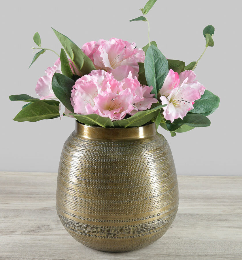 8in Tall Antique Gold Collar Zinc Planter