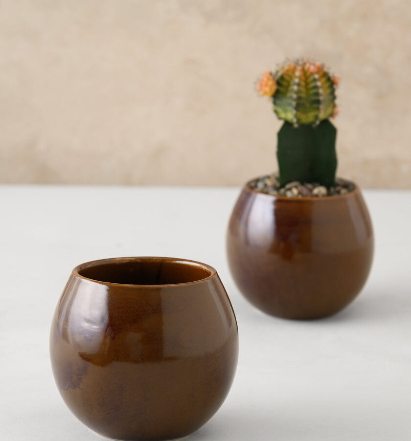 3.25in Tall Oxblood Mini Ceramic Pots Set of 2