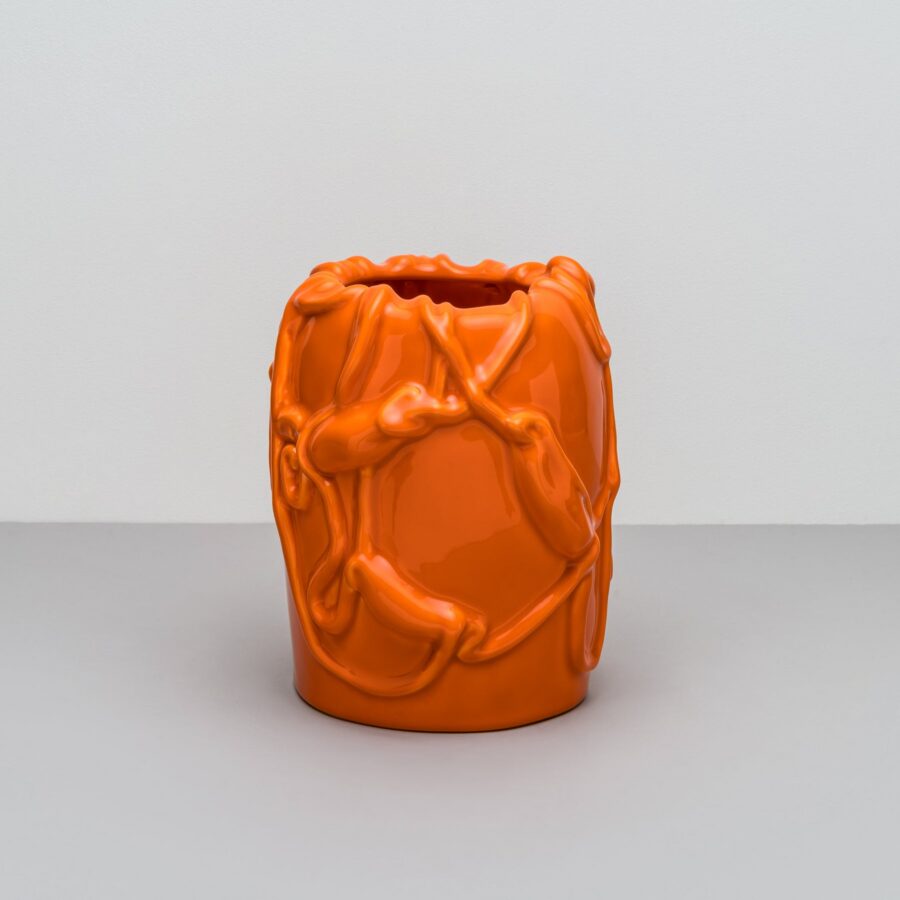 Persimmon Orange Molten Edge Statement Vase