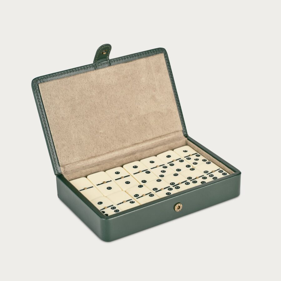 Neptune Leather Dominoes Set, Constable Green