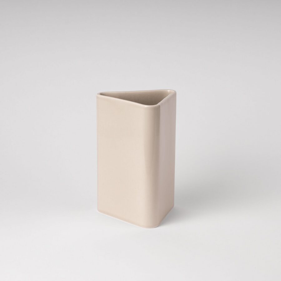 Large Concrete Grey Slanted Rectangle Vase