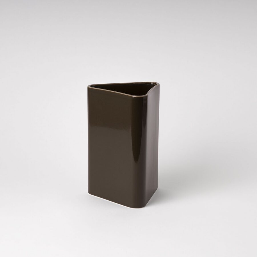 Large Wetland Green Slanted Rectangle Vase