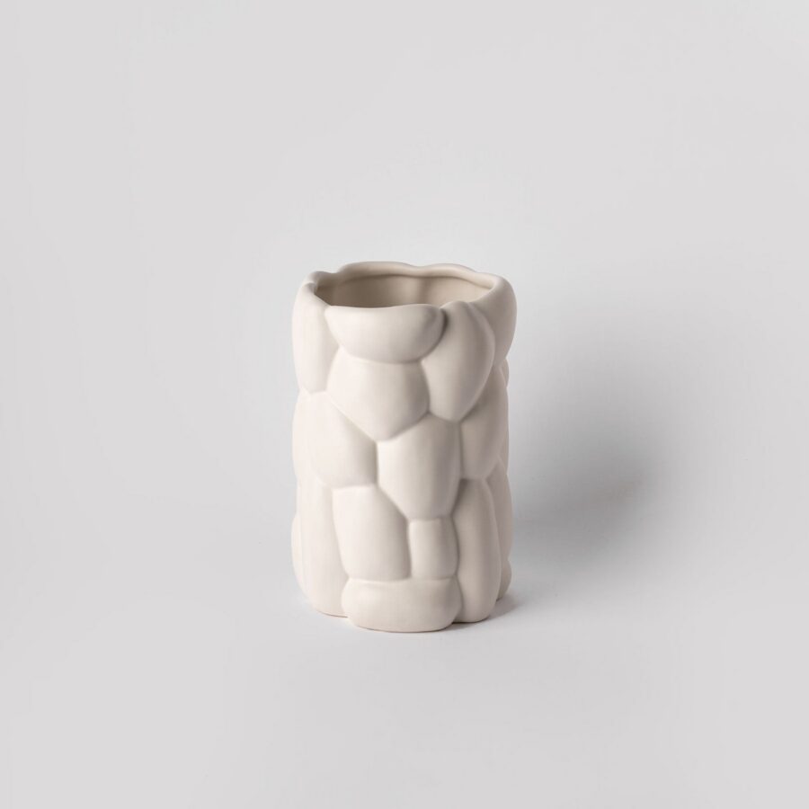 Large Vaporous Grey Pebble Relief Vase