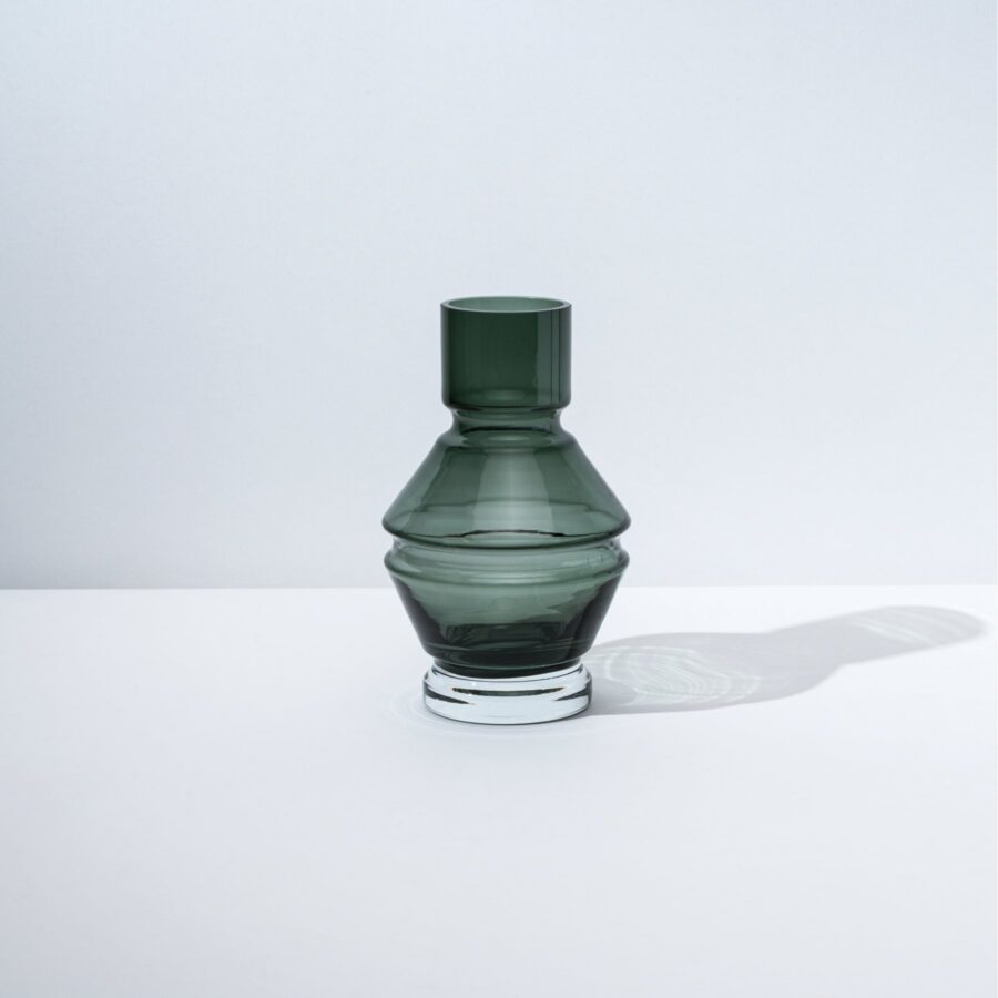 Smokey Gray Small Tiered Glass Vase