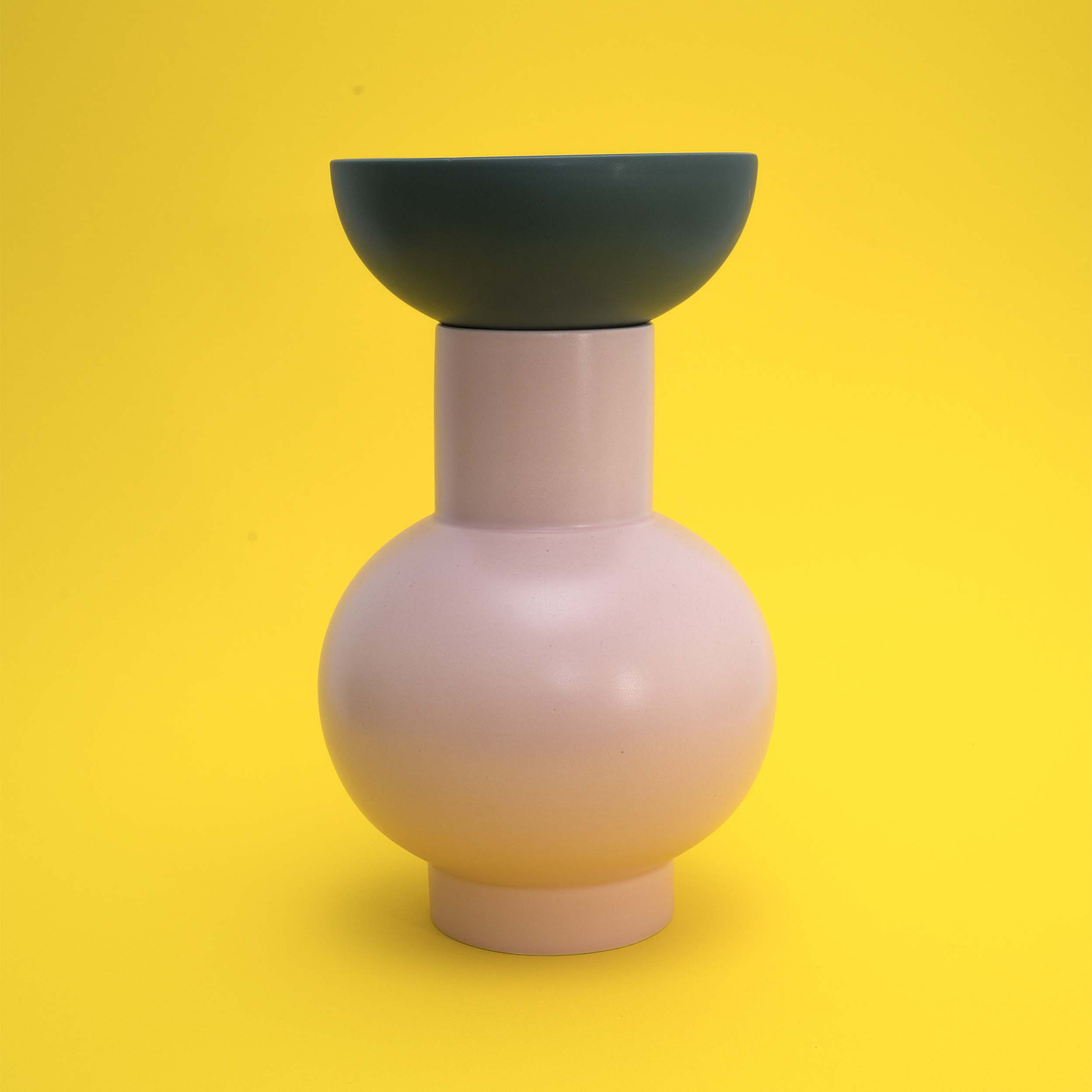 XL Coral Blush Globe Statement Vase - Image 3