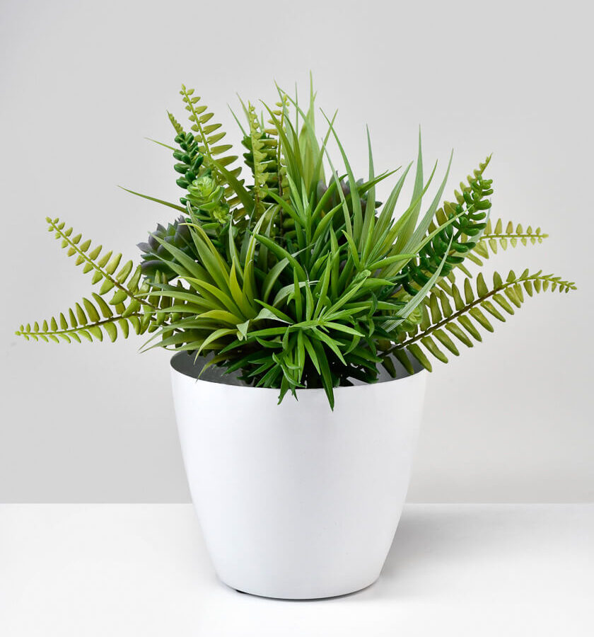 5.5in Tall White Iron Cachepot Set of 2